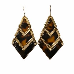 Tortoise shell gold tone earrings 2” NWT